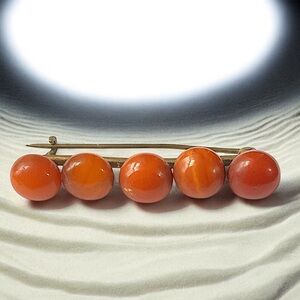 Antique Baltic Amber Beaded C-Clasp Brooch Pin